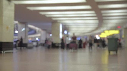 Defocused airport background, Silhouette People walking on the background.