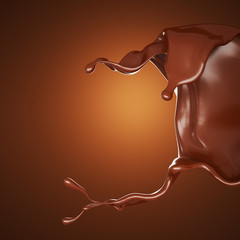 A splash of chocolate. 3d illustration, 3d rendering.