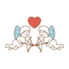 cupid angels with heart vector illustration design