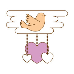 hearts love card with bird vector illustration design
