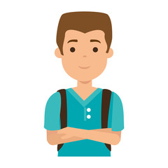 young man with school bag avatar character vector illustration design