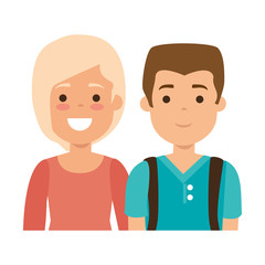 lovers couple avatars characters vector illustration design