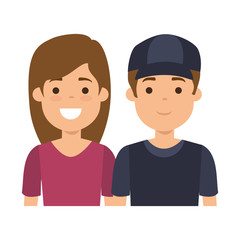 lovers couple avatars characters vector illustration design