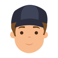 young man head with cap avatar character vector illustration design