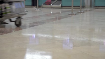 Defocused airport background, Silhouette People walking on the background.