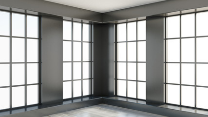 White interior room. 3d illustration, 3d rendering.
