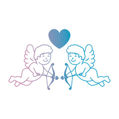 cupid angels with heart vector illustration design