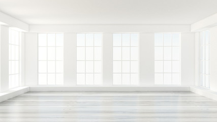 White interior room. 3d illustration, 3d rendering.