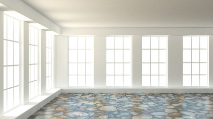 White interior room. 3d illustration, 3d rendering.