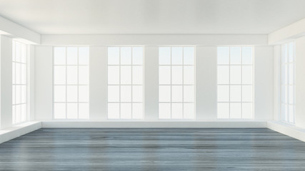Obraz premium White interior room. 3d illustration, 3d rendering.
