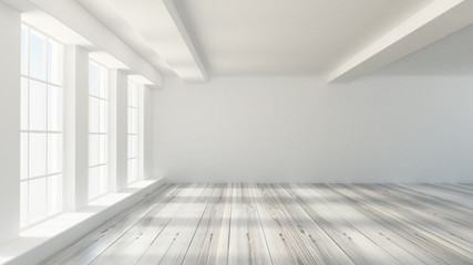 White interior room. 3d illustration, 3d rendering.