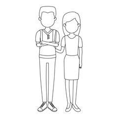 lovers couple avatars characters vector illustration design