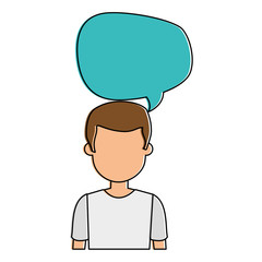 young man with speech bubble avatar character vector illustration design