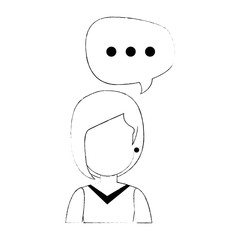 beautiful woman with speech bubble avatar character vector illustration design