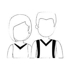 lovers couple avatars characters vector illustration design