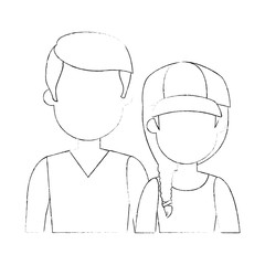 lovers couple avatars characters vector illustration design