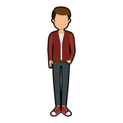 young man avatar character vector illustration design