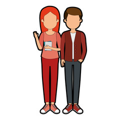 Fototapeta premium lovers couple avatars characters vector illustration design