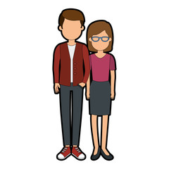 lovers couple avatars characters vector illustration design
