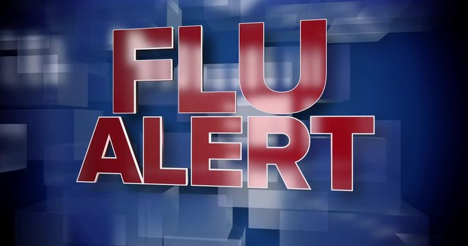 A red and blue dynamic 3D Flu Alert title page background animation.	 	