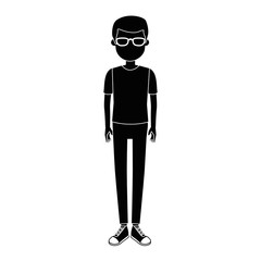 young man avatar character vector illustration design