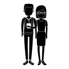 lovers couple avatars characters vector illustration design