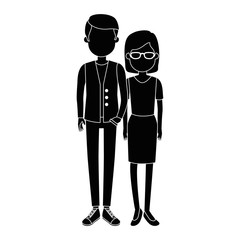 lovers couple avatars characters vector illustration design
