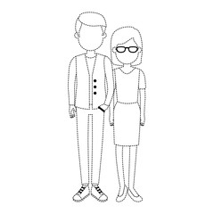 lovers couple avatars characters vector illustration design