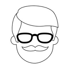 young man head with glasses avatar character vector illustration design