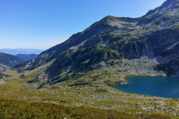 Naklejka na ściany i meble Landscape with Kamenitsa Peak and Mitrovo Lake, Pirin Mountain, Bulgaria