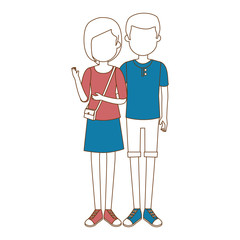 lovers couple avatars characters vector illustration design