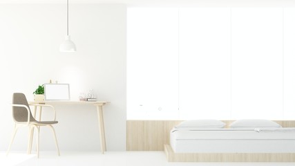 Fototapeta na wymiar The interior hotel bedroom minimal space - 3d rendering