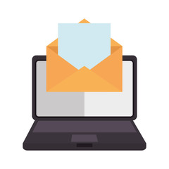 laptop computer with envelope vector illustration design