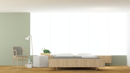 Fototapeta premium The interior hotel bedroom minimal space - 3d rendering