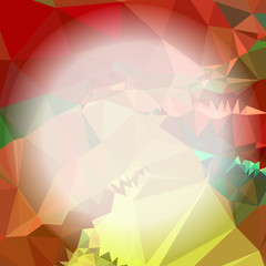 Mosaic triangular background with blurred round blank space for text.