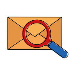 envelope mail with magnifying glass vector illustration design