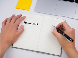 Homework written on note book