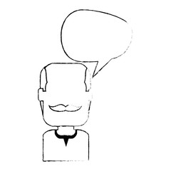 old man with speech bubble avatar character vector illustration design