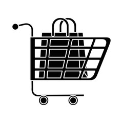 shopping cart with bag vector illustration design