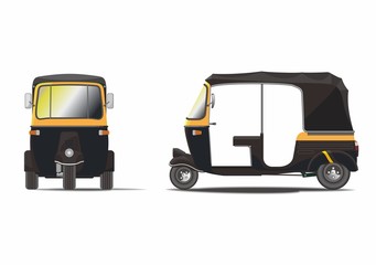Classic black rickshaw vector