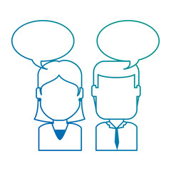 lovers couple with speech bubbles avatars characters vector illustration design