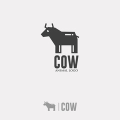 COW LOGO. Silhouette Animal Icon