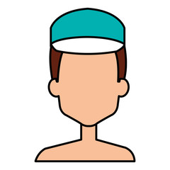 delivery worker shirtless avatar character vector illustration design