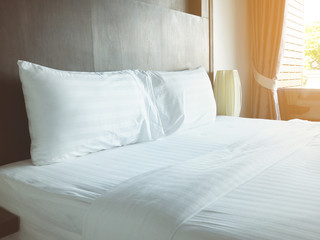 Comfort bedroom in the morning.