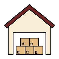 warehouse building with boxes vector illustration design