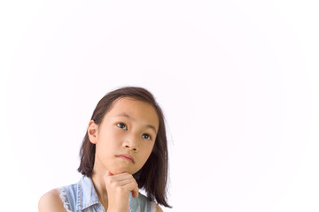 Asian girl on white background,analytical thinking