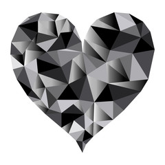 Isolated polygonal heart in black tones - Eps10 vector graphics and illustration