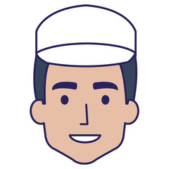 delivery worker head avatar character vector illustration design