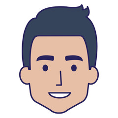 young man head avatar character vector illustration design