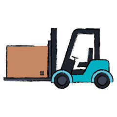 forklift vehicle with box vector illustration design